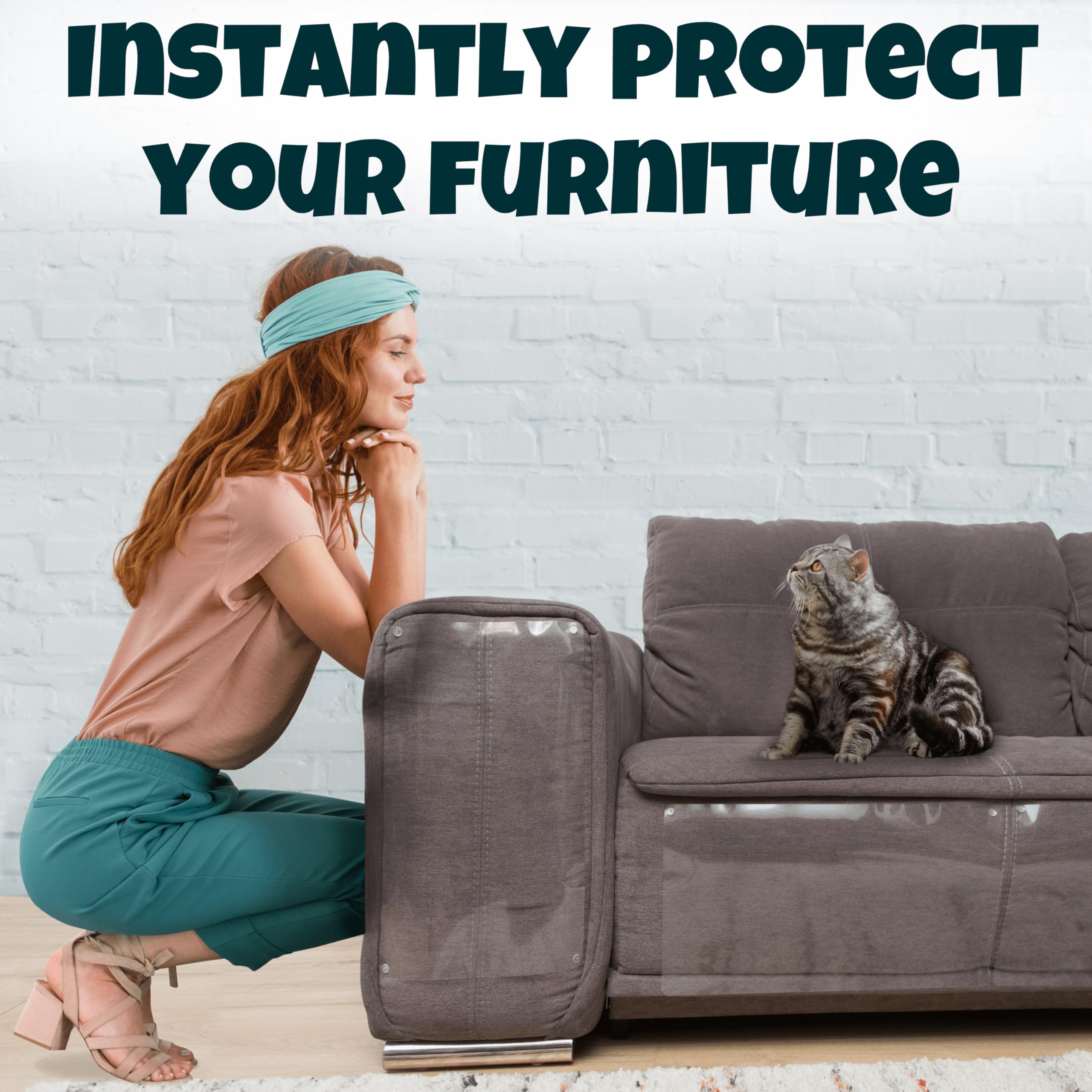 Fixzilla Anti Cat Scratch Furniture Protector, 12-Pack Couch Protector From Cat Claws - Heavy-Duty, Easy-To-Apply Scratching Det